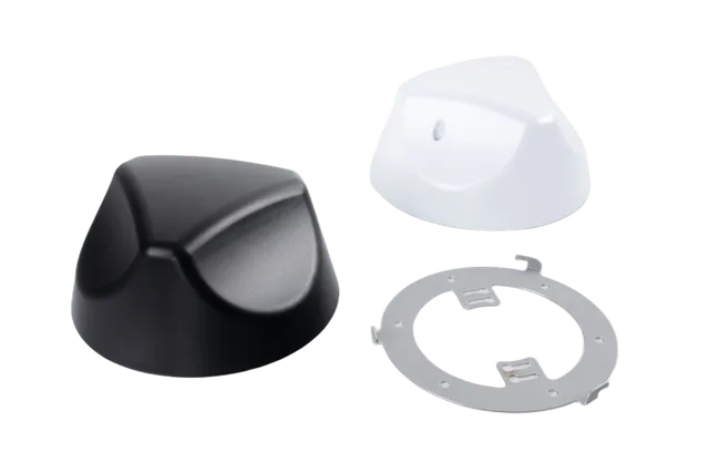 Noccela Beacon 3 base station in black and white with its mounting plate